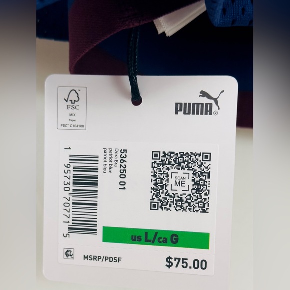 Puma - June Ambrose Dora Bra Patriot Blue with Burgundy Accent Trim Larg… - Picture 14 of 15